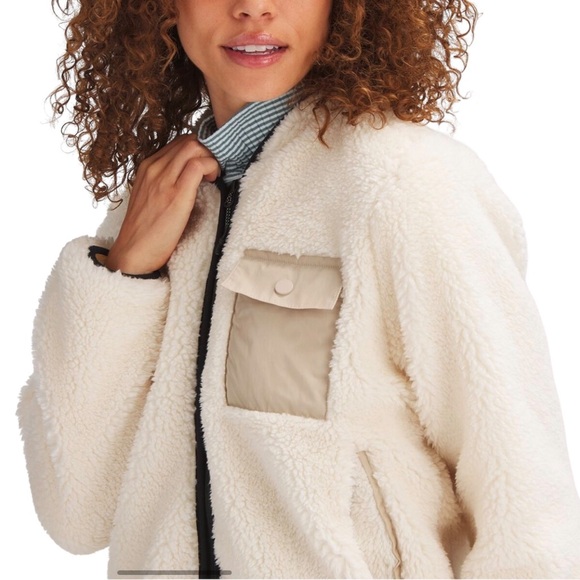NWT STOIC Off White Full Zip Sherpa Fuzzy Soft Bomber Jacket - Size Large - Picture 14 of 15